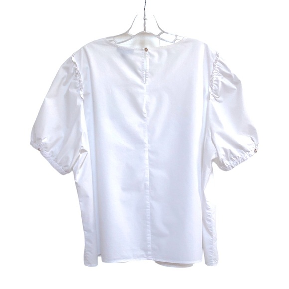 J. Crew White Puff-Sleeve Cotton Poplin Top - Picture 3 of 16